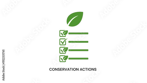 Green leaf conservation actions checklist icon.
