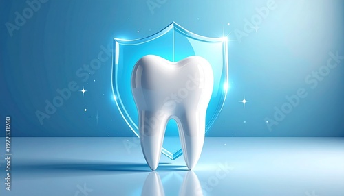 Healthy Smile, Protected: A single, pristine tooth, shielded by a translucent barrier, represents the essence of oral health, protection, and the assurance of a confident, healthy smile.