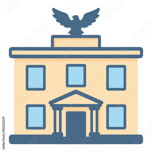 Government Building Vector Icon With Eagle Statue