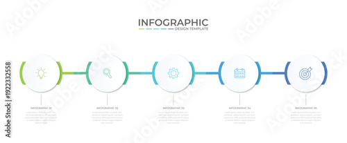 Business infographic template with 5 options, steps, process chart. Can be used for workflow layout, diagram, annual report, web design