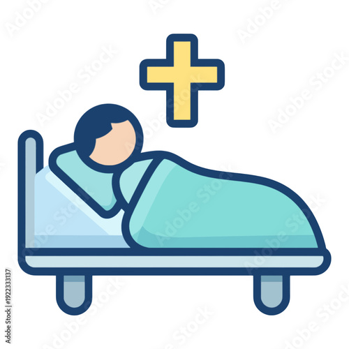 Hospital Bed Patient Vector Icon