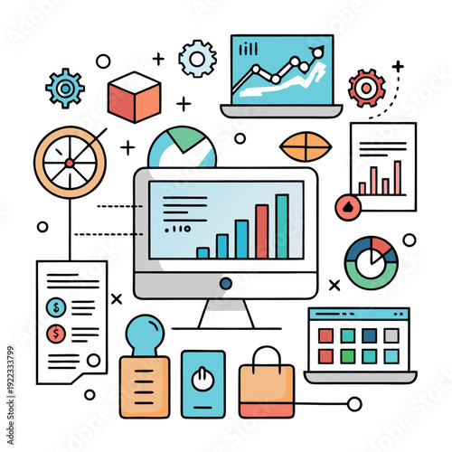 icon set like business documents marketing