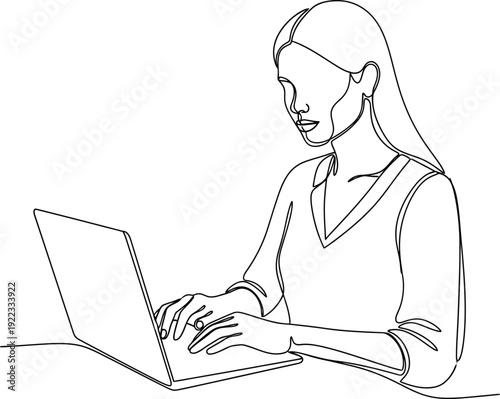 Woman working on laptop computer