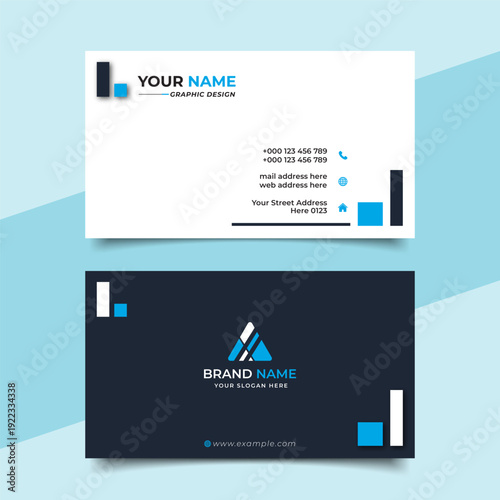 Creative modern blue business card design  name card corporate visiting card and simple clean template vector design