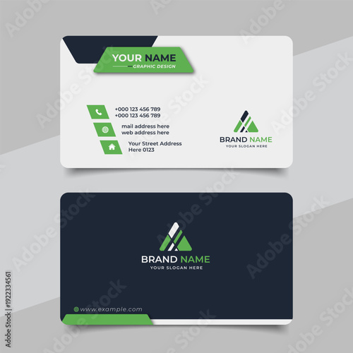 Creative modern green business card design  name card corporate visiting card and simple clean template vector design