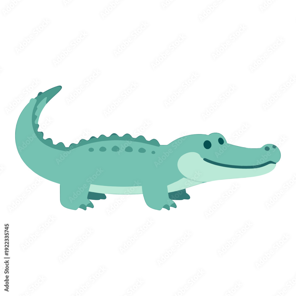 Fototapeta premium Smiling Green Alligator Vector Icon