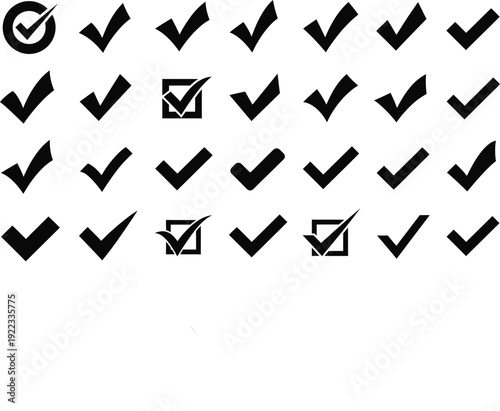 Collection of checkmarks and checkbox symbols in various states