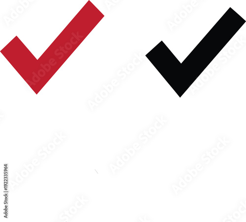 Two checkmarks in red and black on a white background for approval and confirmation