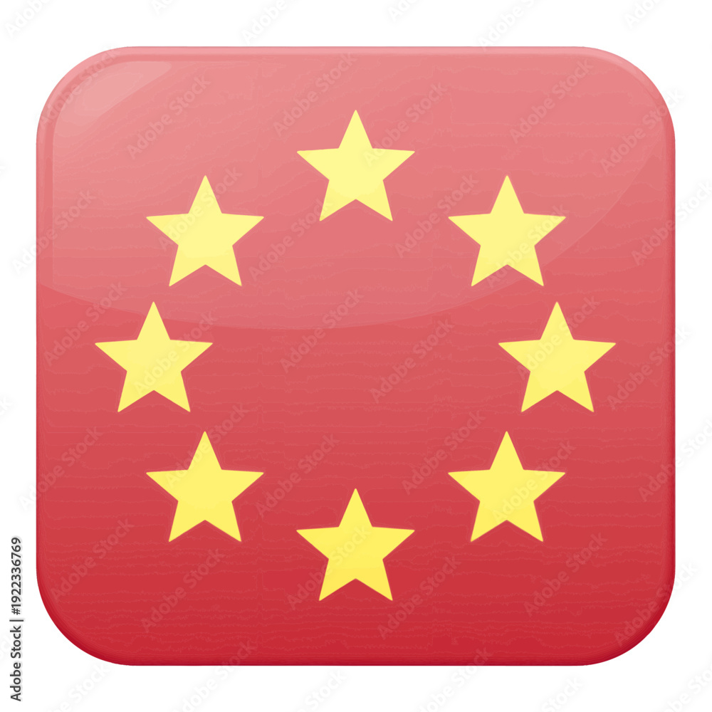 Fototapeta premium Yellow Stars On Red Circle Vector Icon