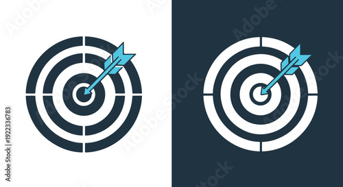 Dart target hit bullseye flat design vector illustrationBlue icon set - Modern style icon - Vector icon set - Glyph and solid icon set - Icon vector - Flat Design Icon - line icon set