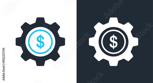 Gear dollar icon set flat design vector illustrationBlue icon set - Modern style icon - Vector icon set - Glyph and solid icon set - Icon vector - Flat Design Icon - line icon set