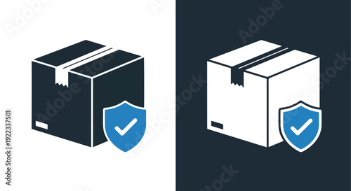 Secure package delivery vector icon set flat designBlue icon set - Modern style icon - Vector icon set - Glyph and solid icon set - Icon vector - Flat Design Icon - line icon set