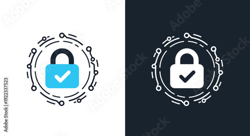Secure lock icons set flat design vector illustrationBlue icon set - Modern style icon - Vector icon set - Glyph and solid icon set - Icon vector - Flat Design Icon - line icon set