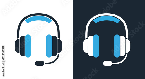 Wireless headphones icon set flat design vector illustrationBlue icon set - Modern style icon - Vector icon set - Glyph and solid icon set - Icon vector - Flat Design Icon - line icon set