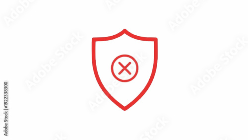Red Shield Icon with Cross Symbol.