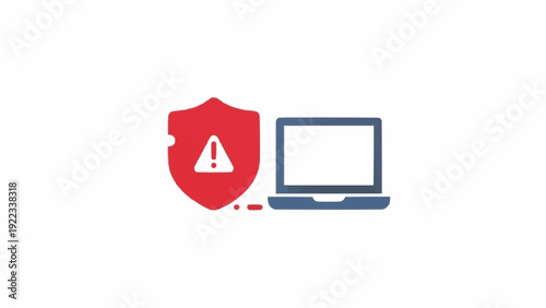 Red Shield Warning on Laptop Security.