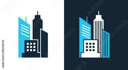 city skyline icon set flat design vector illustrationBlue icon set - Modern style icon - Vector icon set - Glyph and solid icon set - Icon vector - Flat Design Icon - line icon set