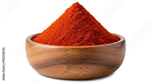 A wooden bowl filled with red powder