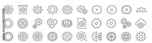 Professional outline symbols suitable for software, engineering and dashboard interfaces,