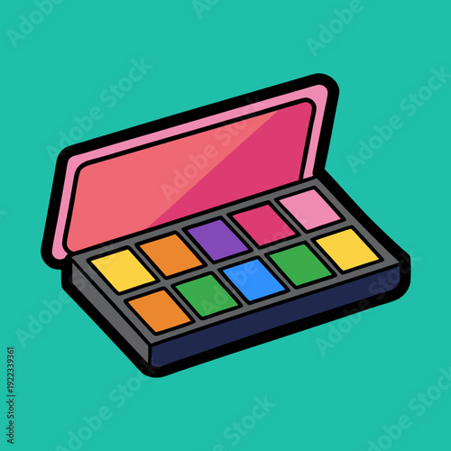 A vibrant and artistic colorful eyeshadow palette illustration for beauty and makeup designs