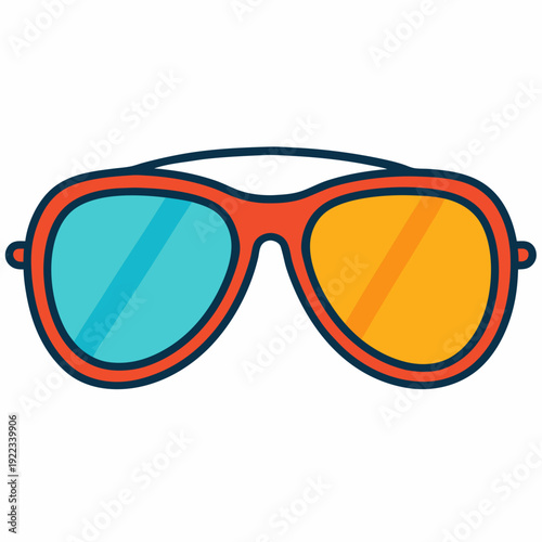 Stylish two-tone aviator sunglasses with vibrant blue and orange lenses