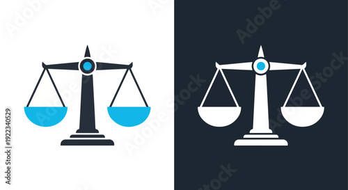 Justice balance scale flat design vector illustrationBlue icon set - Modern style icon - Vector icon set - Glyph and solid icon set - Icon vector - Flat Design Icon - line icon set
