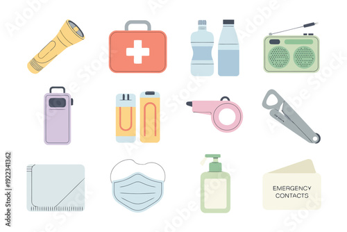 A close up of a bunch of different items that are on a white background