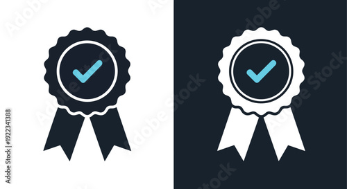 Award badge success vector illustration flat designBlue icon set - Modern style icon - Vector icon set - Glyph and solid icon set - Icon vector - Flat Design Icon - line icon set