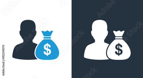 Gender pay gap money vector illustration flat designBlue icon set - Modern style icon - Vector icon set - Glyph and solid icon set - Icon vector - Flat Design Icon - line icon set