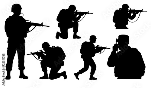 Battlefield troop silhouette vector bundle isolated