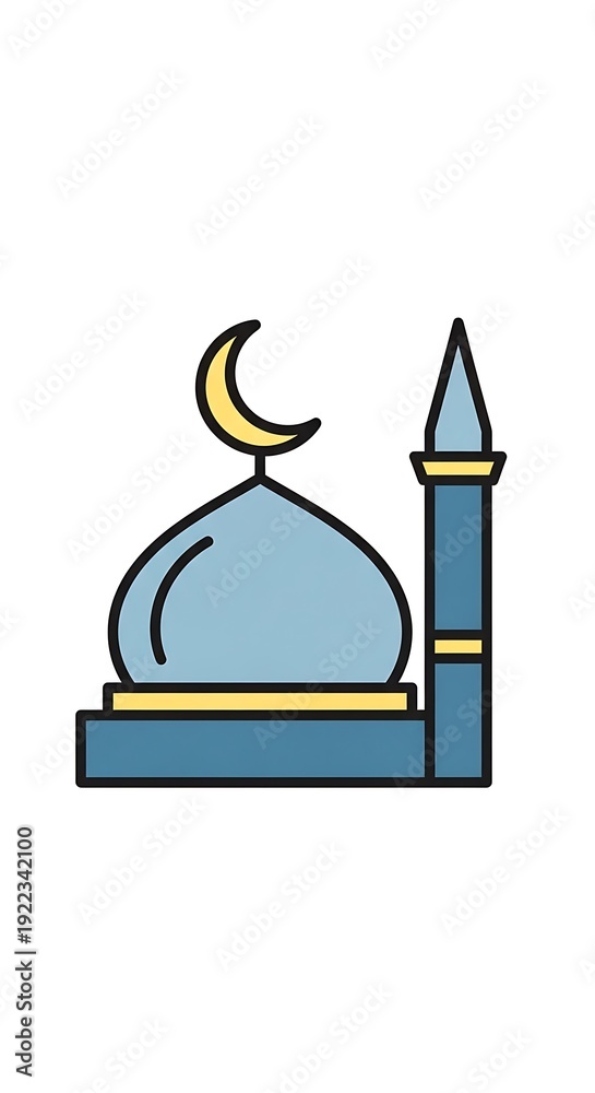 Obraz premium Mosque icon with crescent moon.