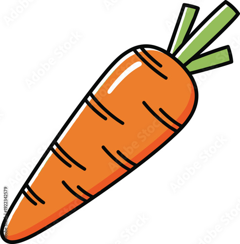 Cute carrot cartoon icon fresh organic vegetable healthy food illustration simple flat farm produce design