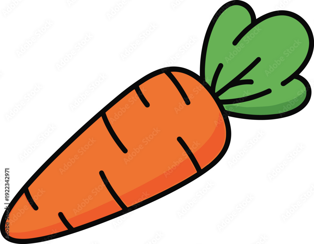 Obraz premium Cute carrot vegetable cartoon icon colorful flat vector illustration healthy organic food design