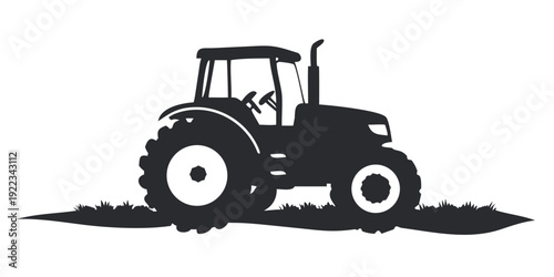 Farm Tractor Silhouette Agricultural Machinery Vector Graphic