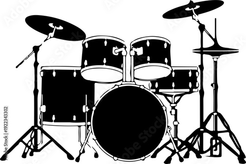 Musical Drum set silhouette vector illustration