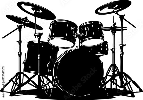 Musical Drum set silhouette vector illustration