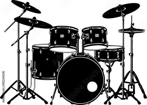 Musical Drum set silhouette vector illustration