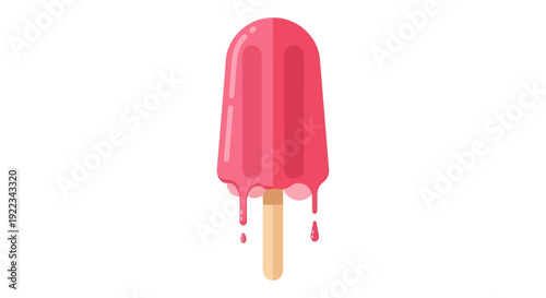 Melting Pink Popsicle on a Wooden Stick.
