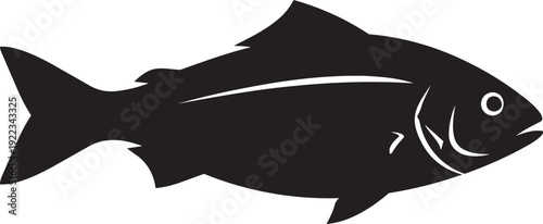 A black silhouette of a fish on a white background isolated on transparent background, Vector