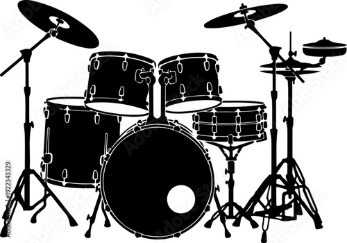 Musical Drum set silhouette vector illustration