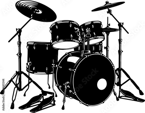 Musical Drum set silhouette vector illustration