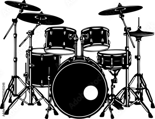 Musical Drum set silhouette vector illustration