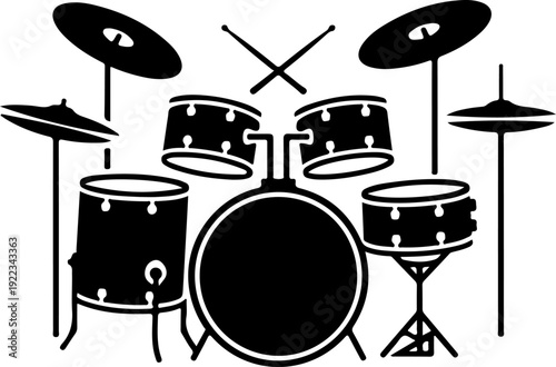 Musical Drum set silhouette vector illustration