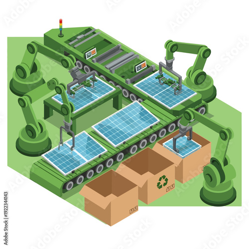 Industrial Recycling Facility with Robotic Arms.