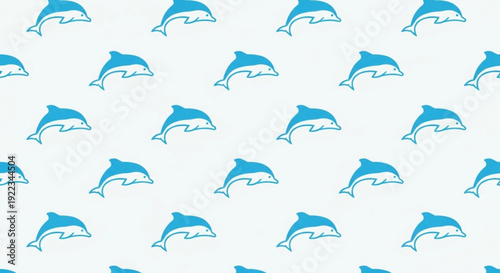 Seamless pattern of blue dolphins on white background marine wildlife design aquatic animal texture