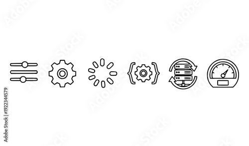 Settings Update Maintenance and System Optimization UI Outline Icons Vector Set on White Background