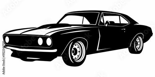 Classic American Muscle Car Silhouette Vector