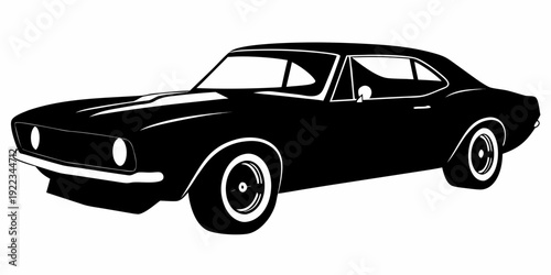 Classic 1969 American Muscle Car Silhouette Vector Illustration