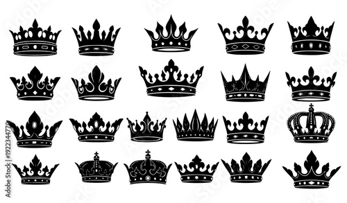 Royal Crown Silhouette Collection – Black Heraldic and Imperial Icon Set