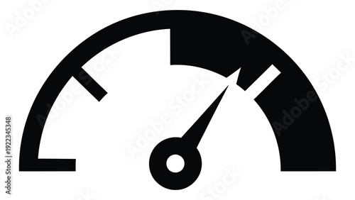 A gauge with a needle pointing to the right on a white background isolated on white background, Vector